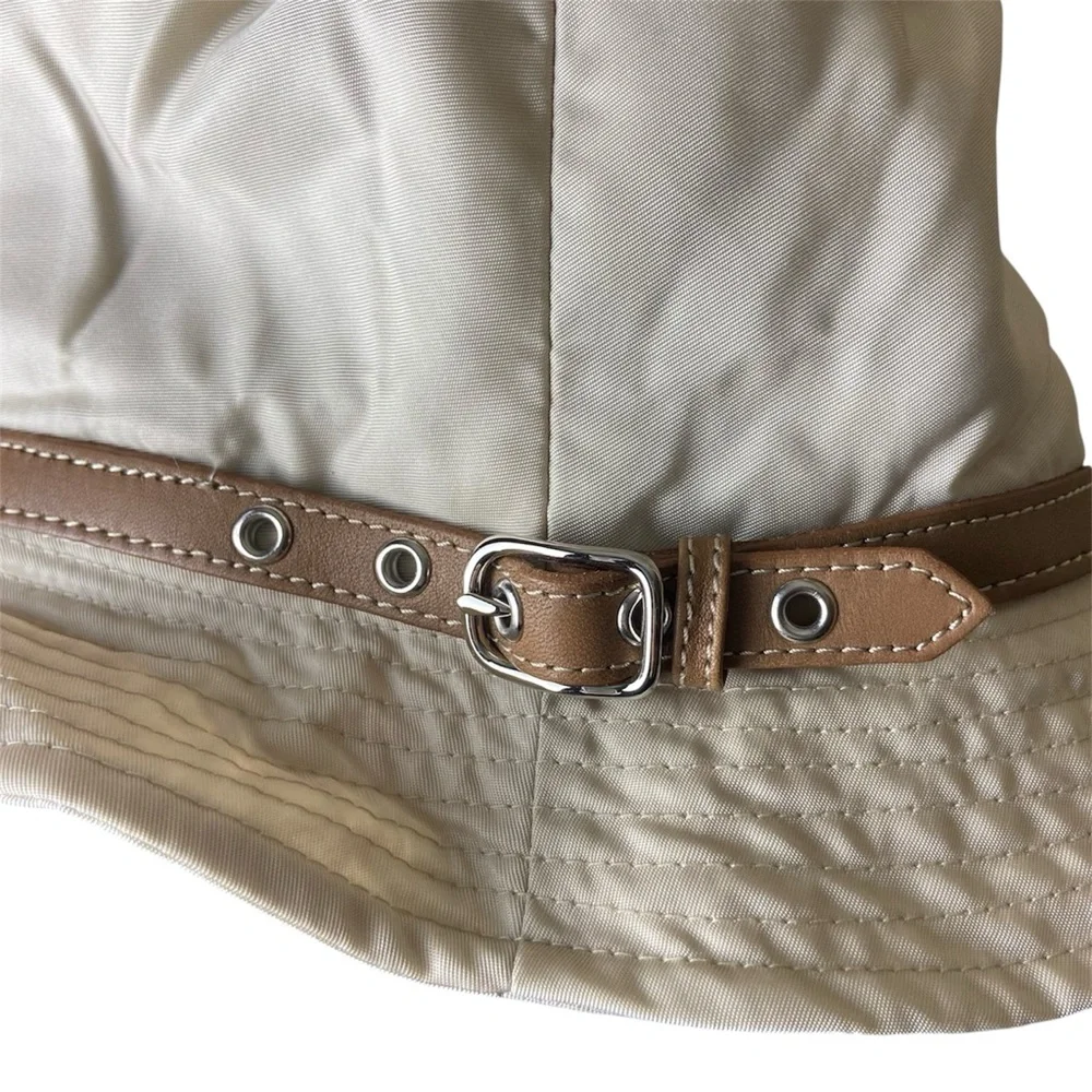 Coach Y2K Bucket Hat Womens S Tank Brown Nylon Leather Buckle Trim Signature CC